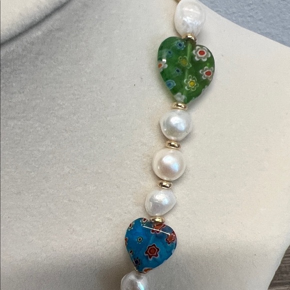 Piper K | Freshwater Pearl & Glass Heart Necklace. - Picture 7 of 12